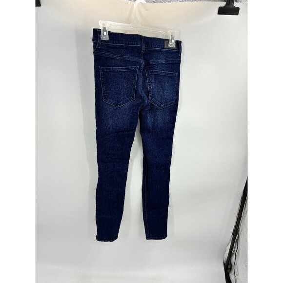 Express Women’s Size 2 High Rise Ankle Skinny Jeans Dark Wash Side Stripe Denim - Picture 3 of 7